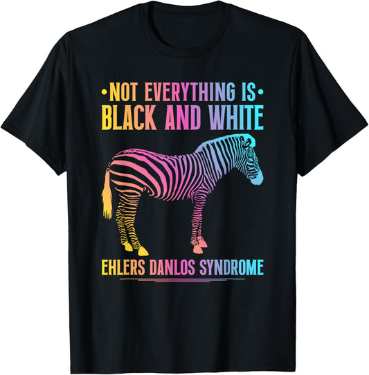 Ehlers Danlos Syndrome Black And White EDS Zebra T-Shirt - T-Shirt | Black