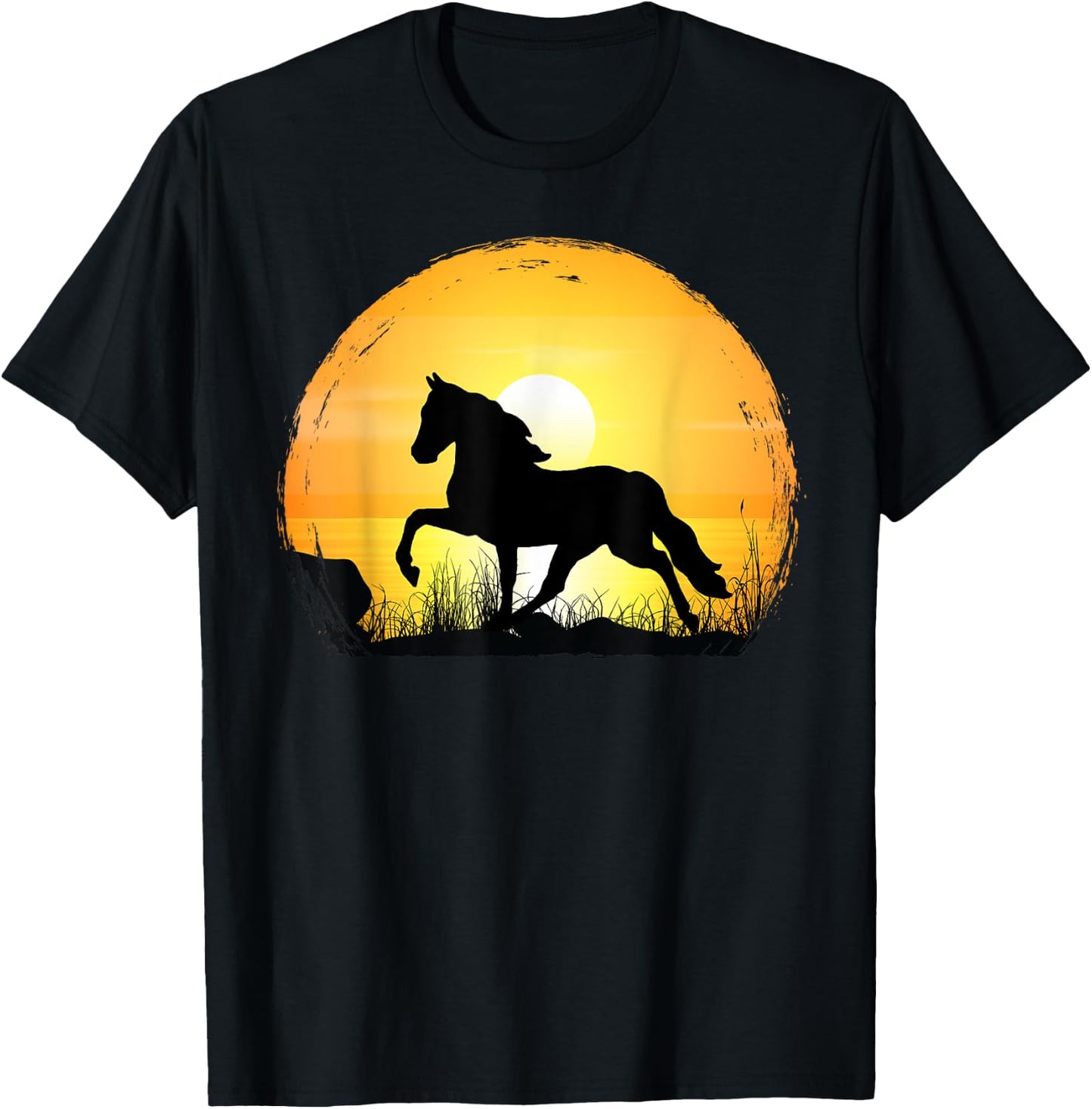 Sunset Horse Breed Silhouette - Tennessee Walker T-Shirt - T-Shirt | Black