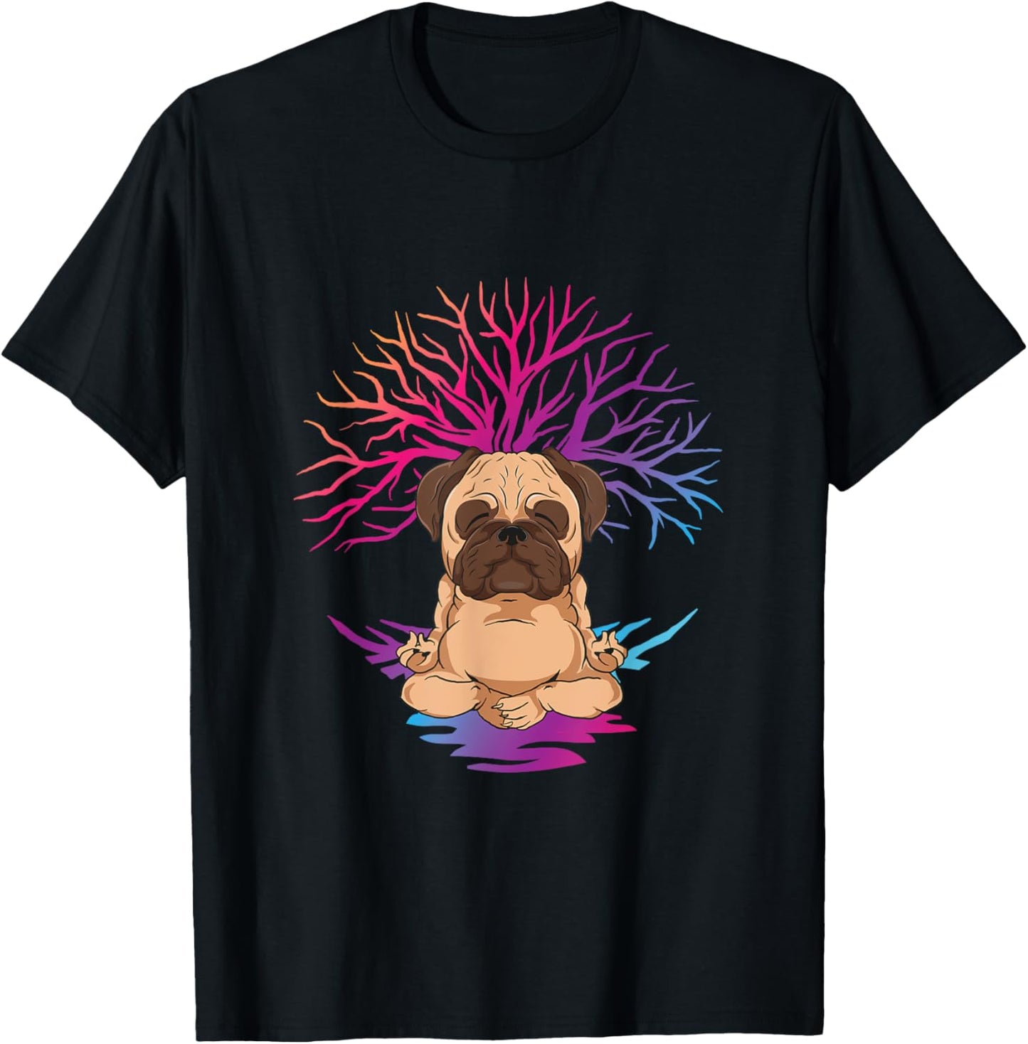 Yoga Pug for meditating dog owner Women Kids T-Shirt - T-Shirt | Black