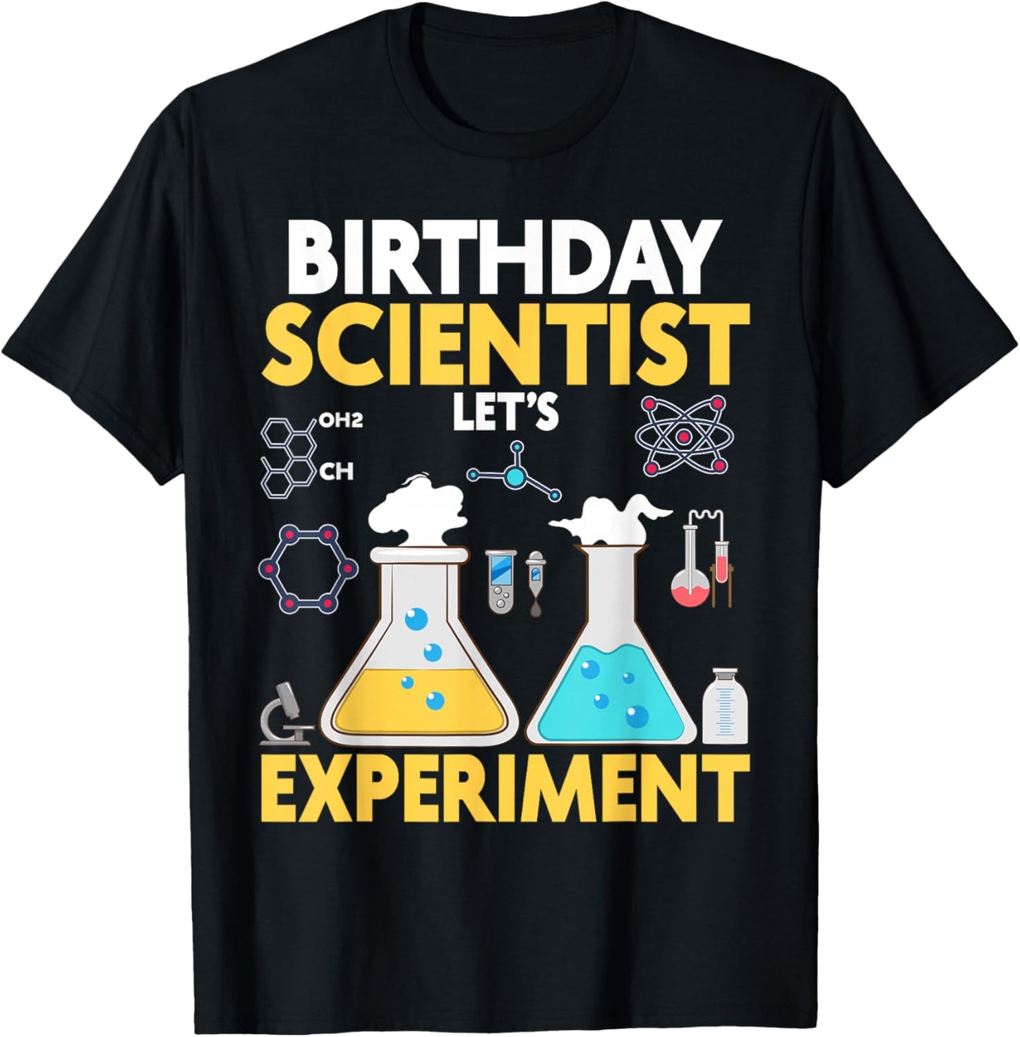 Birthday Shrit For Boys Girls Science Theme Let's Experiment T-Shirt - T-Shirt | Black