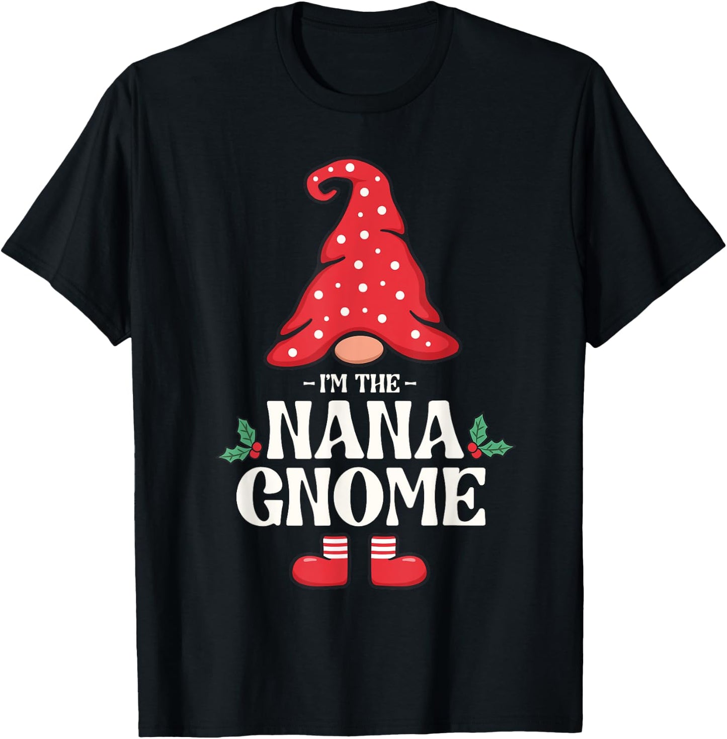 The Nana Gnome Funny Family Matching Group Christmas T-Shirt - T-Shirt | Black