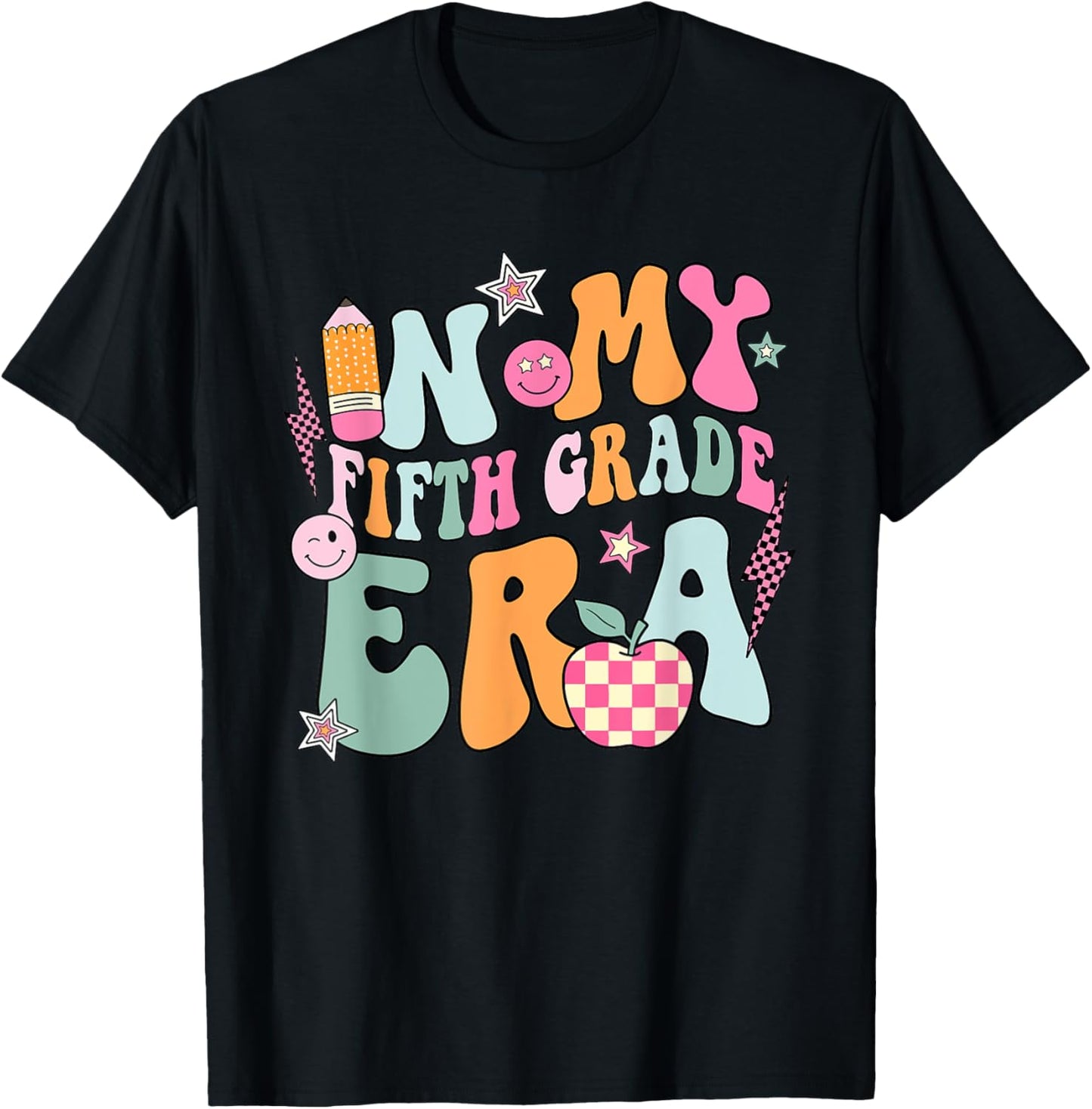 In My Fifth Grade Era Back To School Retro Groovy 5th Grade T-Shirt - T-Shirt | Black