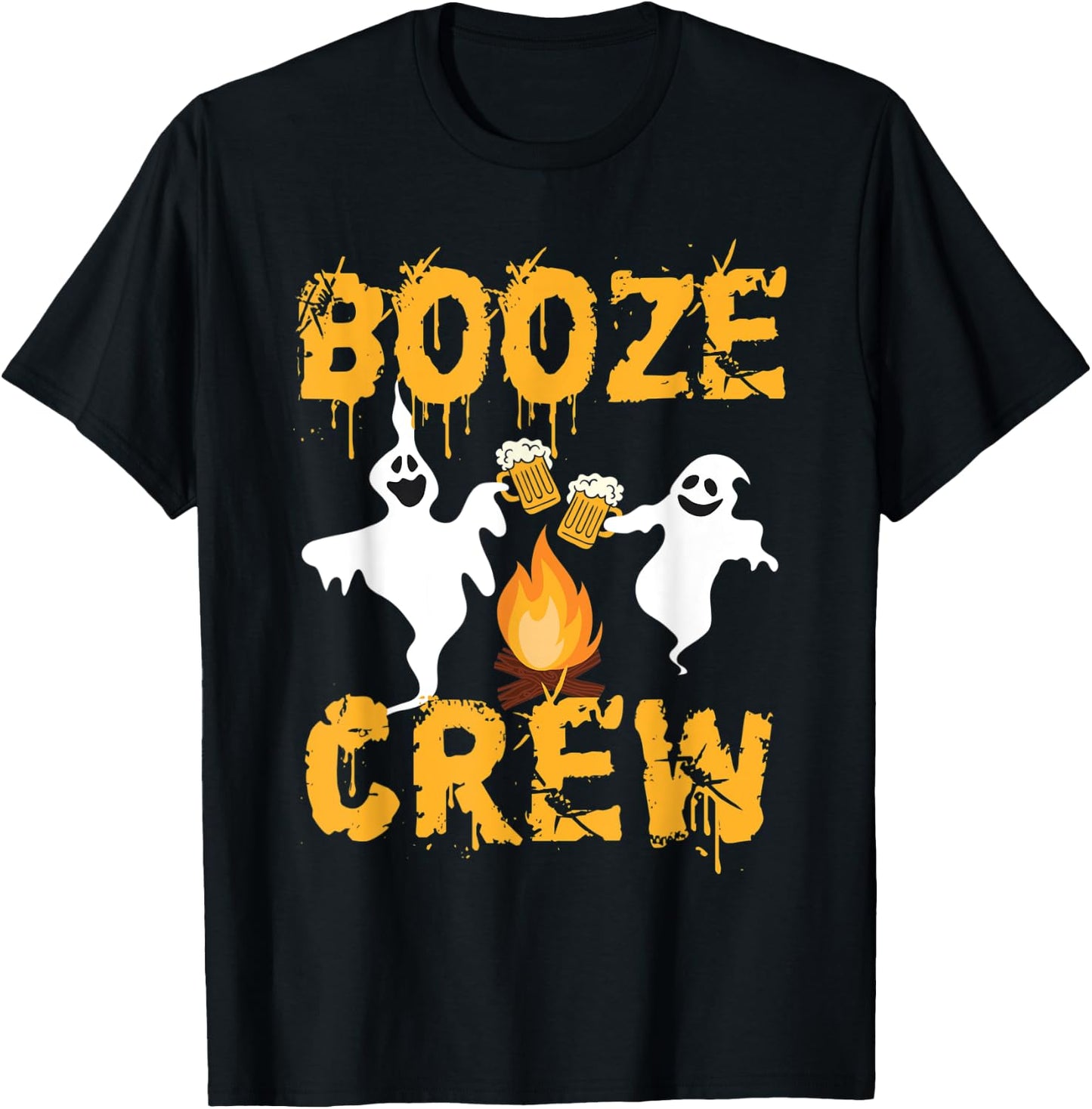 Booze Crew – Halloween Beer Drinke Ghost Camping Lover T-Shirt - T-Shirt | Black