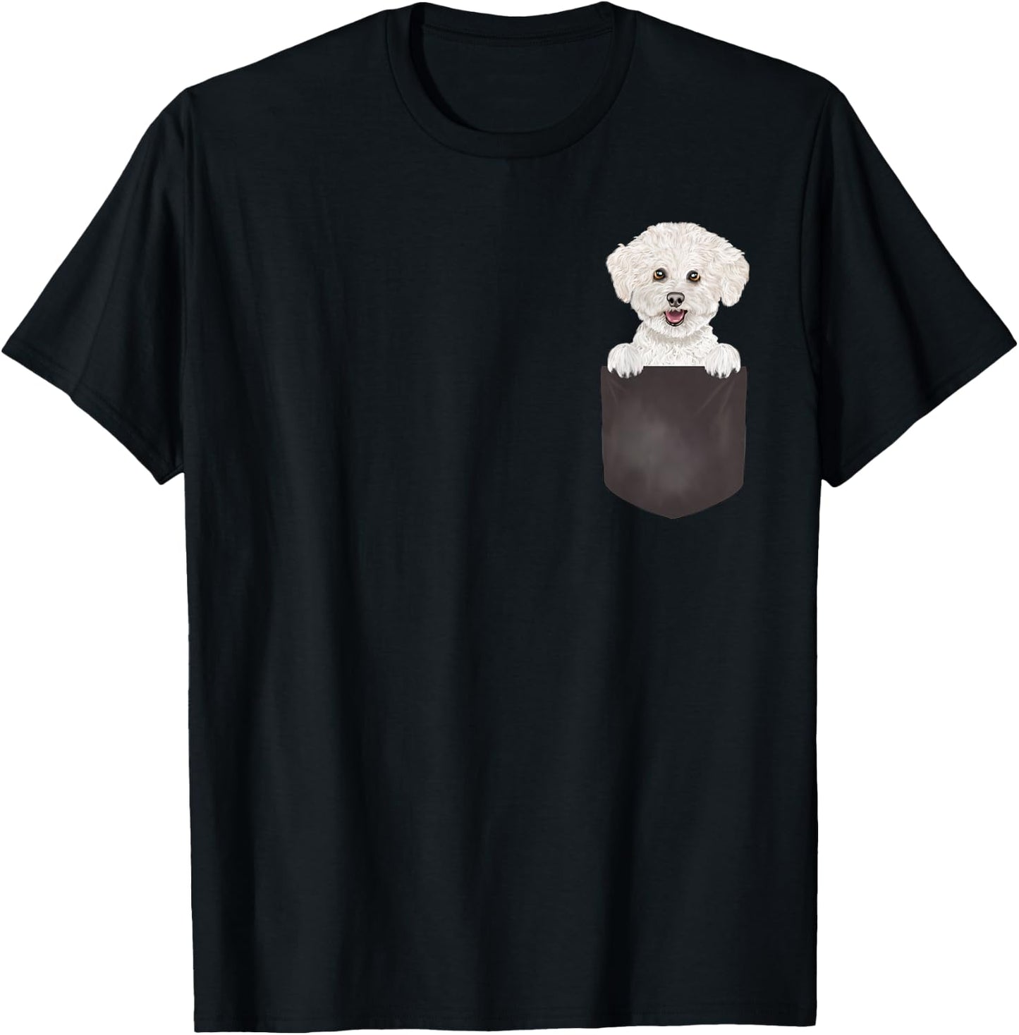 Dog in Pocket Funny Dog Lover Bichons Frise T-Shirt - T-Shirt | Black