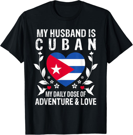 My Husband Is Cuban Husband Cuba Flag T-Shirt - T-Shirt | Black