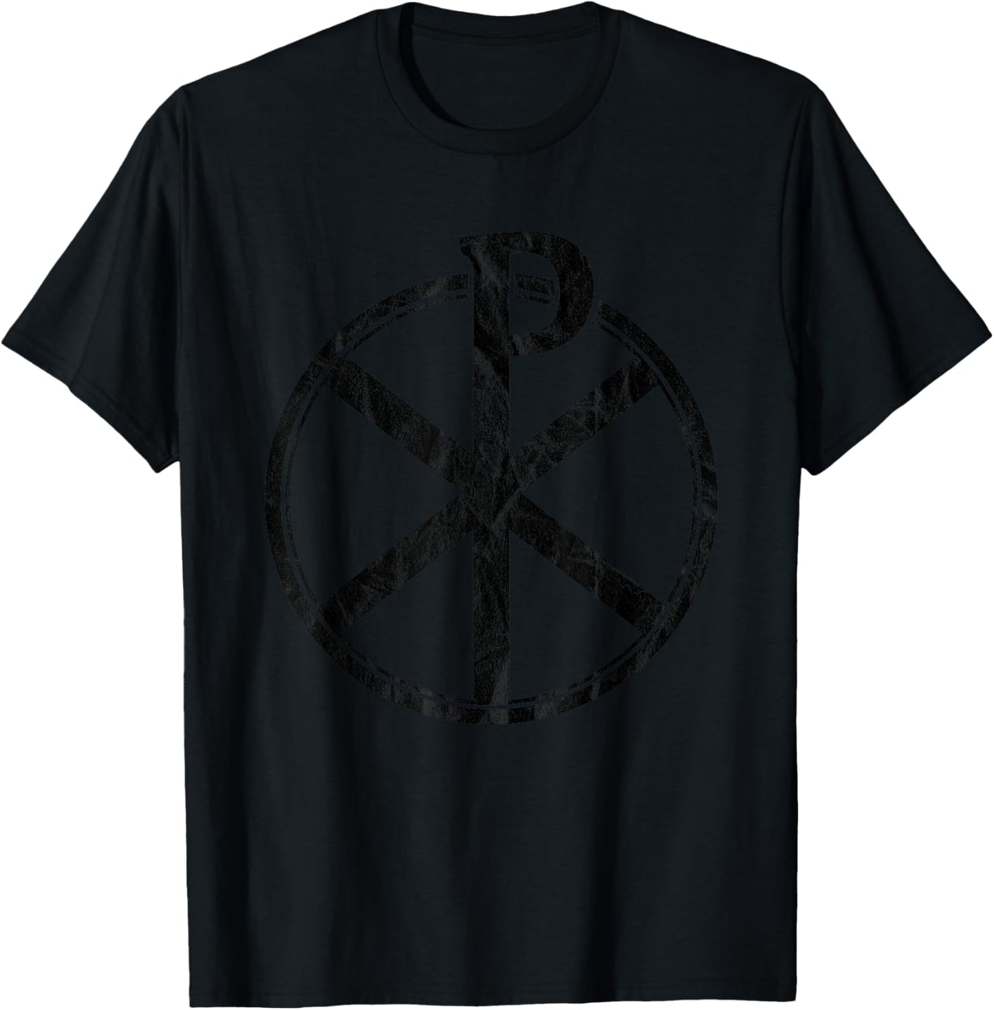 The Chi-Rho Cross - Jesus Christ Symbol - v3 vintage T-Shirt - T-Shirt | Black
