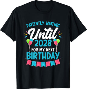 Waiting Until 2028 February 29th Party Leap Year Birthday T-Shirt - T-Shirt | Black