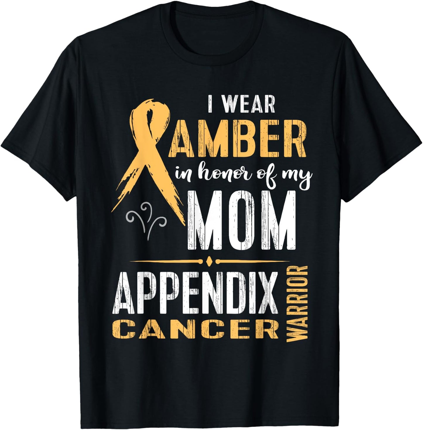 Appendix Cancer Awareness Support Mom Walk Run Cure T-Shirt - T-Shirt | Black