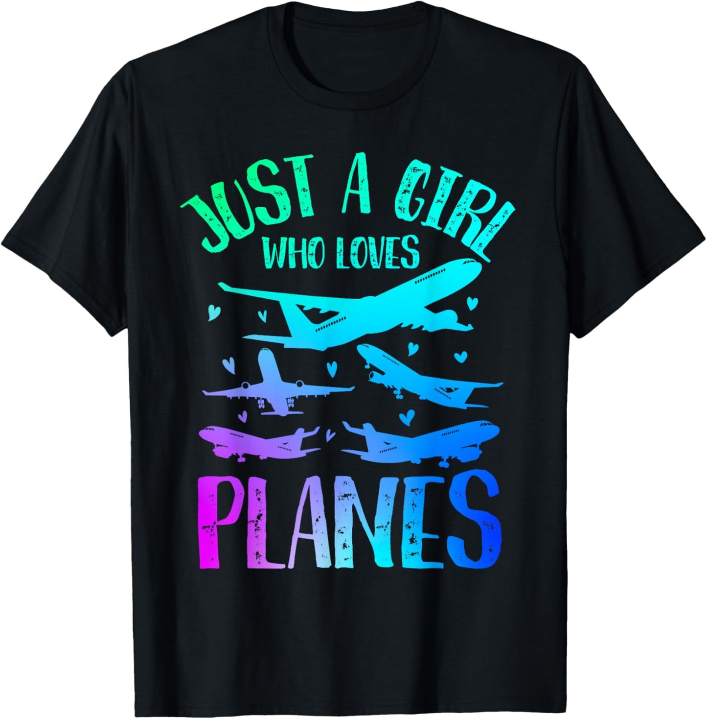 Just A Girl Who Loves Planes Women Girls Kids Plane Lovers T-Shirt - T-Shirt | Black