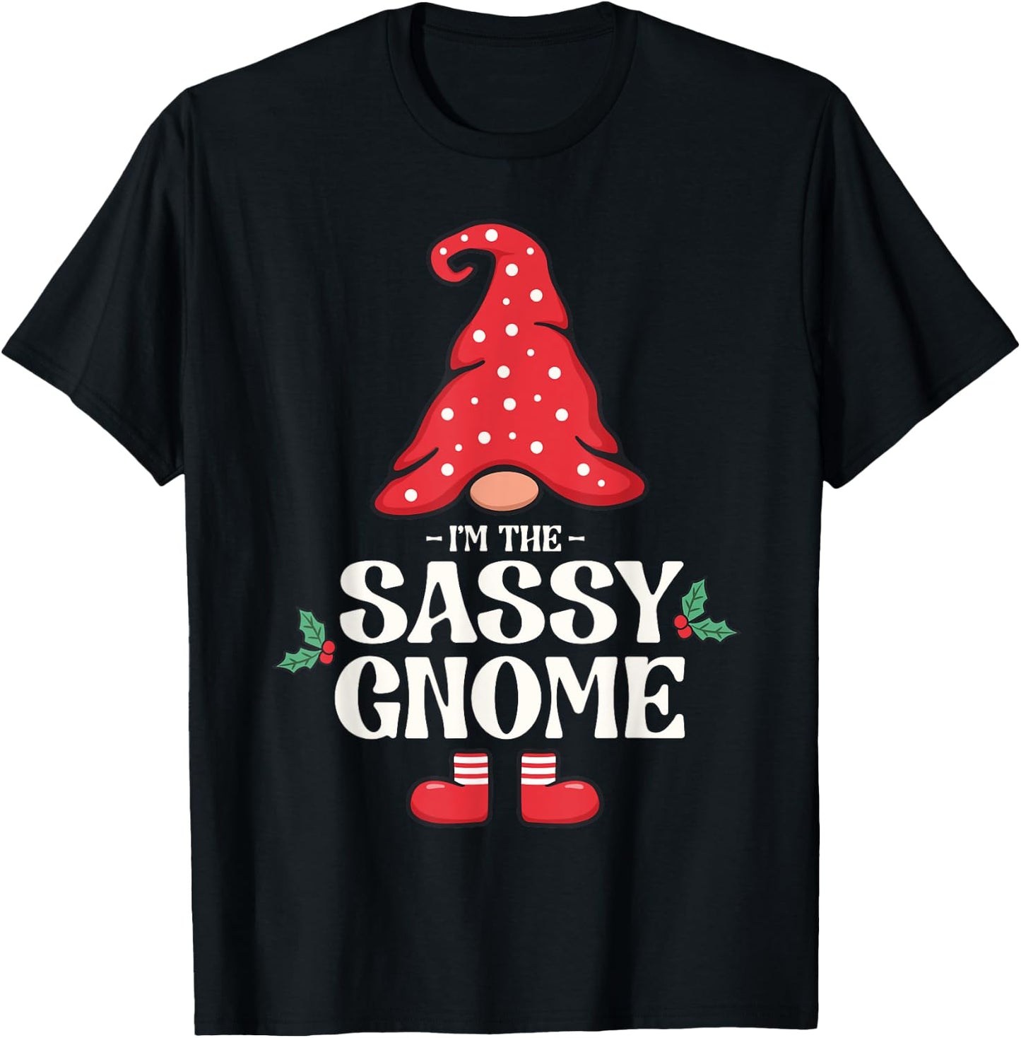 The Sassy Gnome Funny Family Matching Group Christmas T-Shirt - T-Shirt | Black