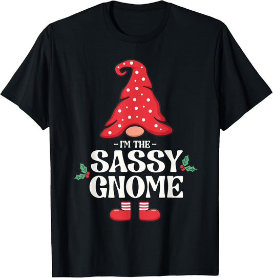 The Sassy Gnome Funny Family Matching Group Christmas T-Shirt - T-Shirt | Black