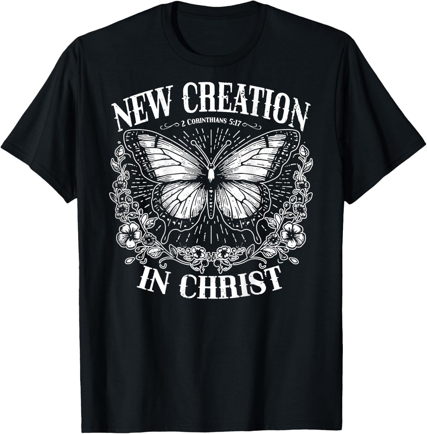 New Creation In Christ, Boho Christian, Faith - On Back T-Shirt - T-Shirt | Black