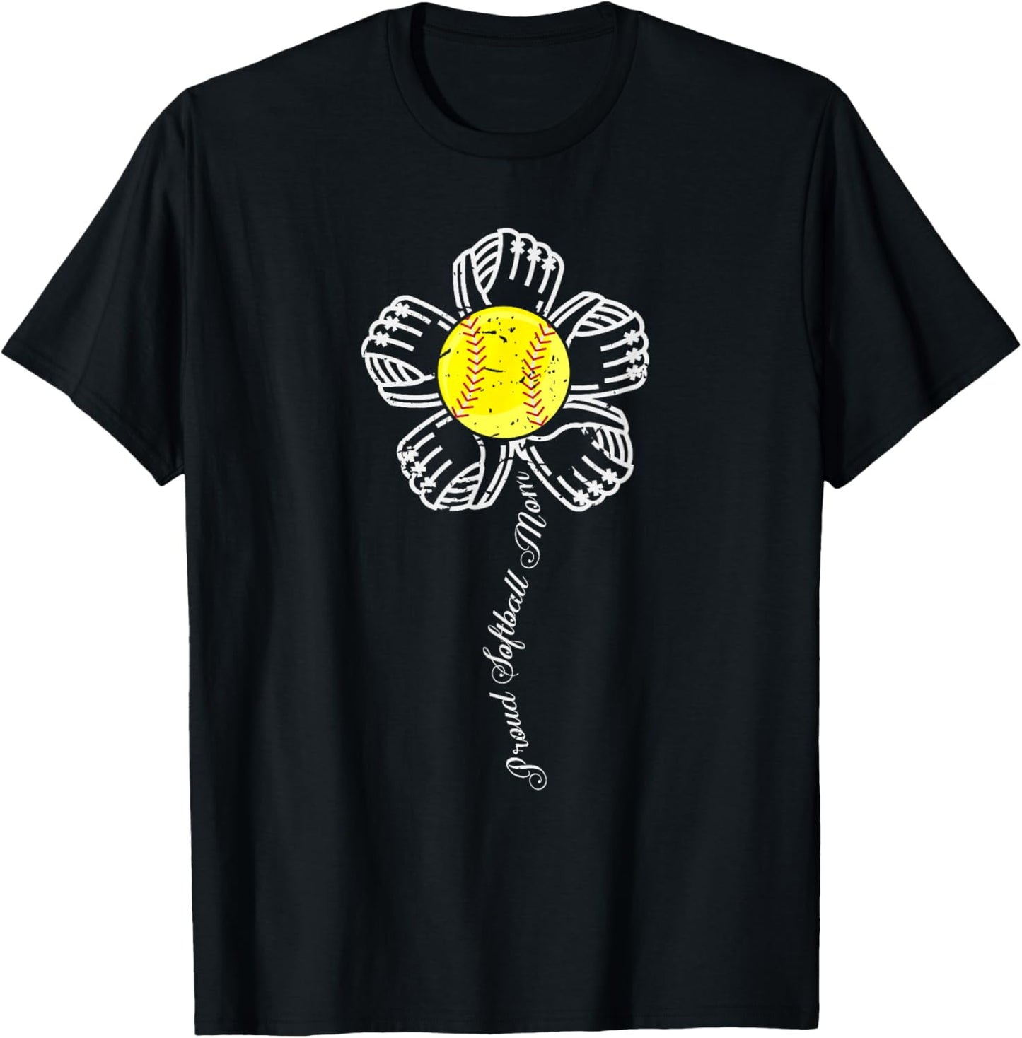 Proud Softball Mom Shirt Baseball Mother s Gift T-Shirt - T-Shirt | Black