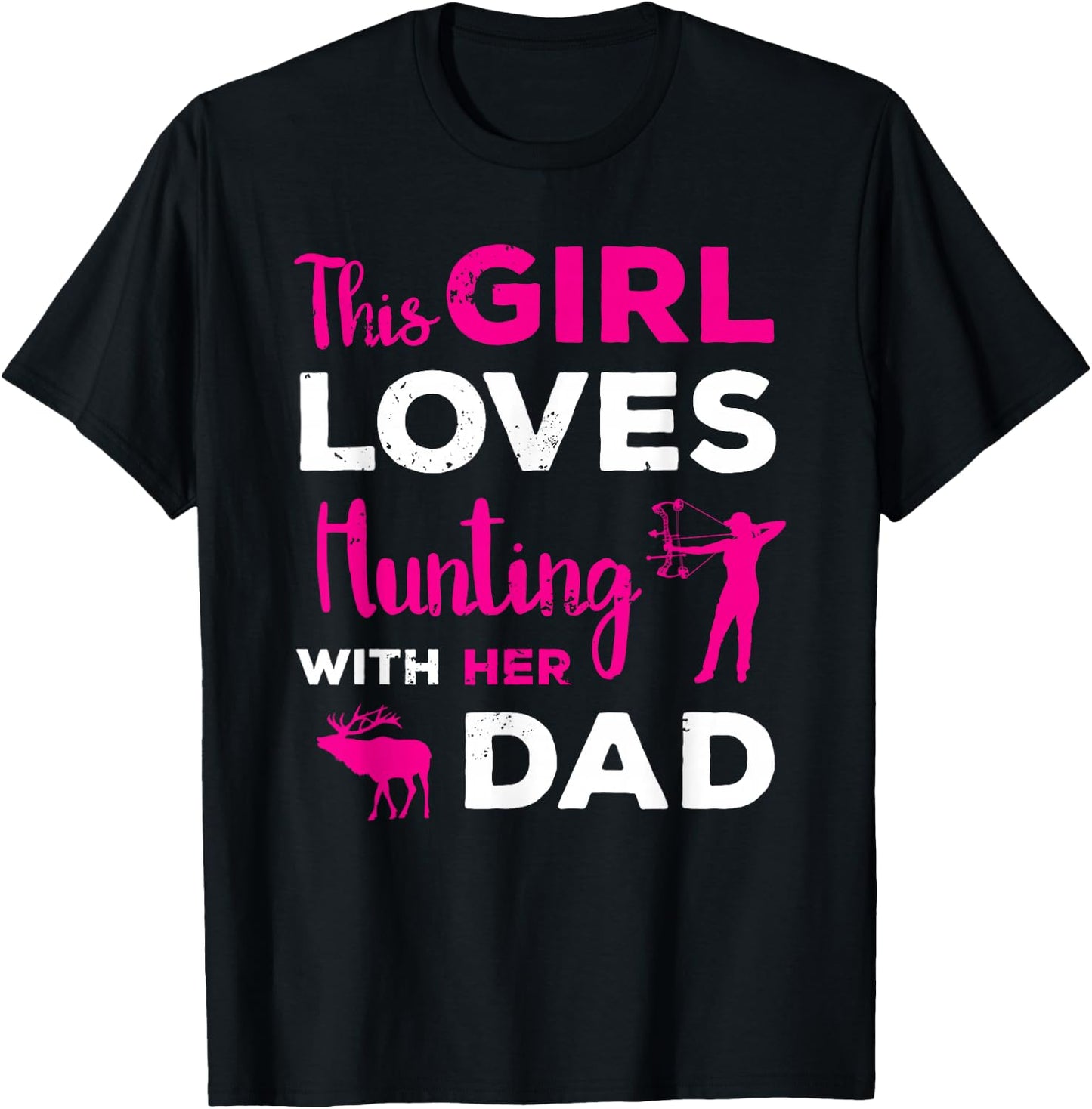 Cute Girls Hunting Gift Dad Daughter Hunting Buddy Hunter T-Shirt - T-Shirt | Black