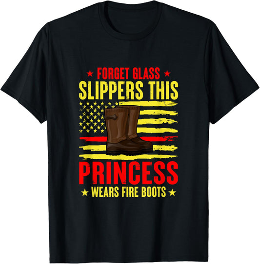 Firefighter Princess Girl Fire Fighter Women Fireman T-Shirt - T-Shirt | Black