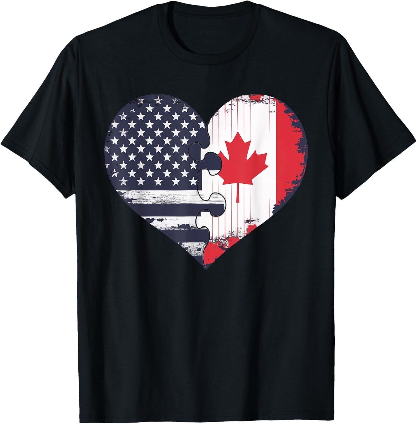 Half American Half Canadian USA Flag Canada America T-Shirt - T-Shirt | Black