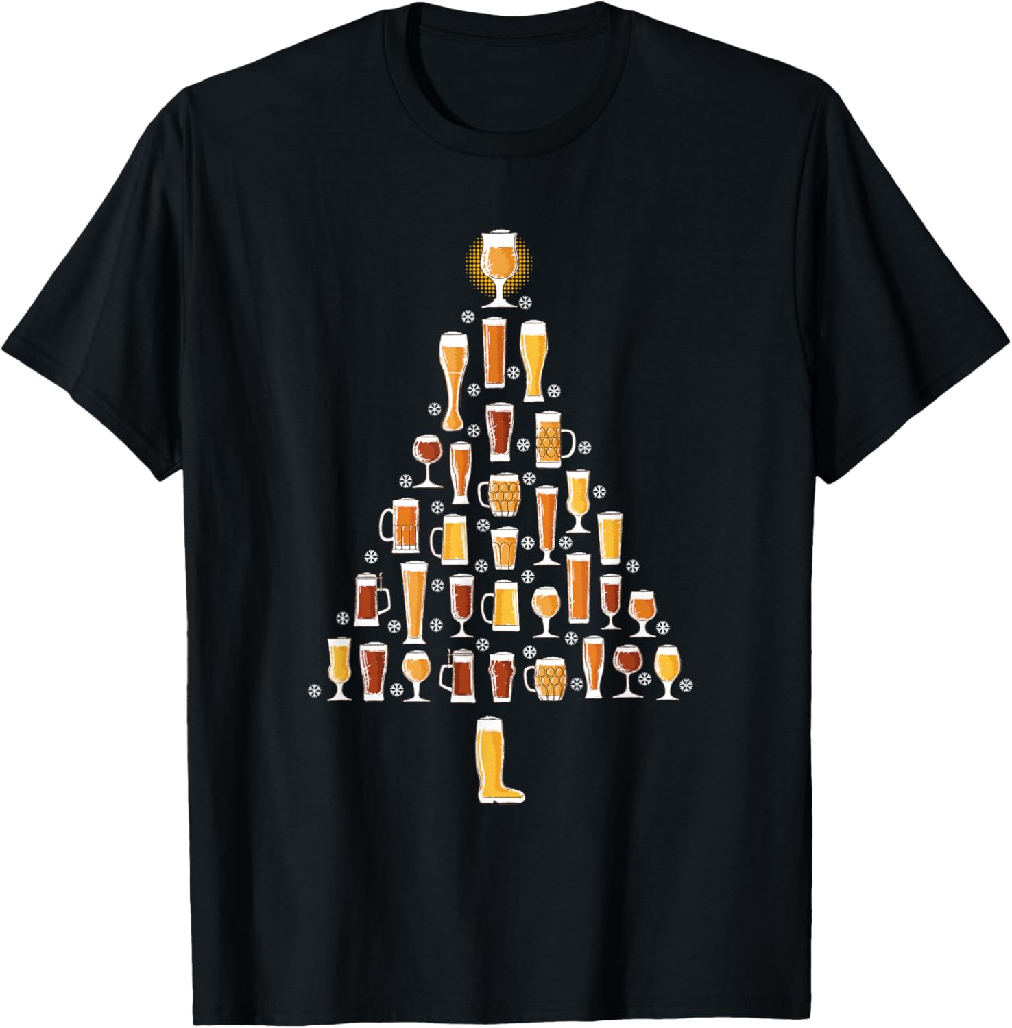 Beer Christmas Tree Men Women Beer Ugly Christmas T-Shirt - T-Shirt | Black