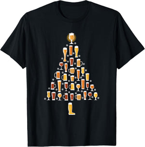 Beer Christmas Tree Men Women Beer Ugly Christmas T-Shirt - T-Shirt | Black