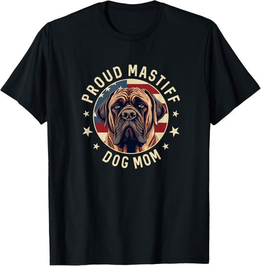 Proud Mastiff Mom American Flag Patriotic Mastiff Mom T-Shirt - T-Shirt | Black
