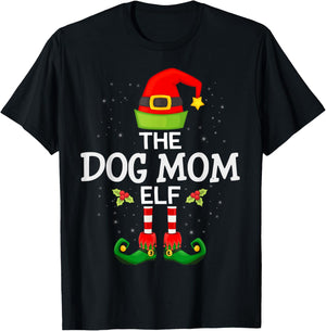 The Dog Mom Elf Christmas Family Matching Pajama Men Women T-Shirt - T-Shirt | Black