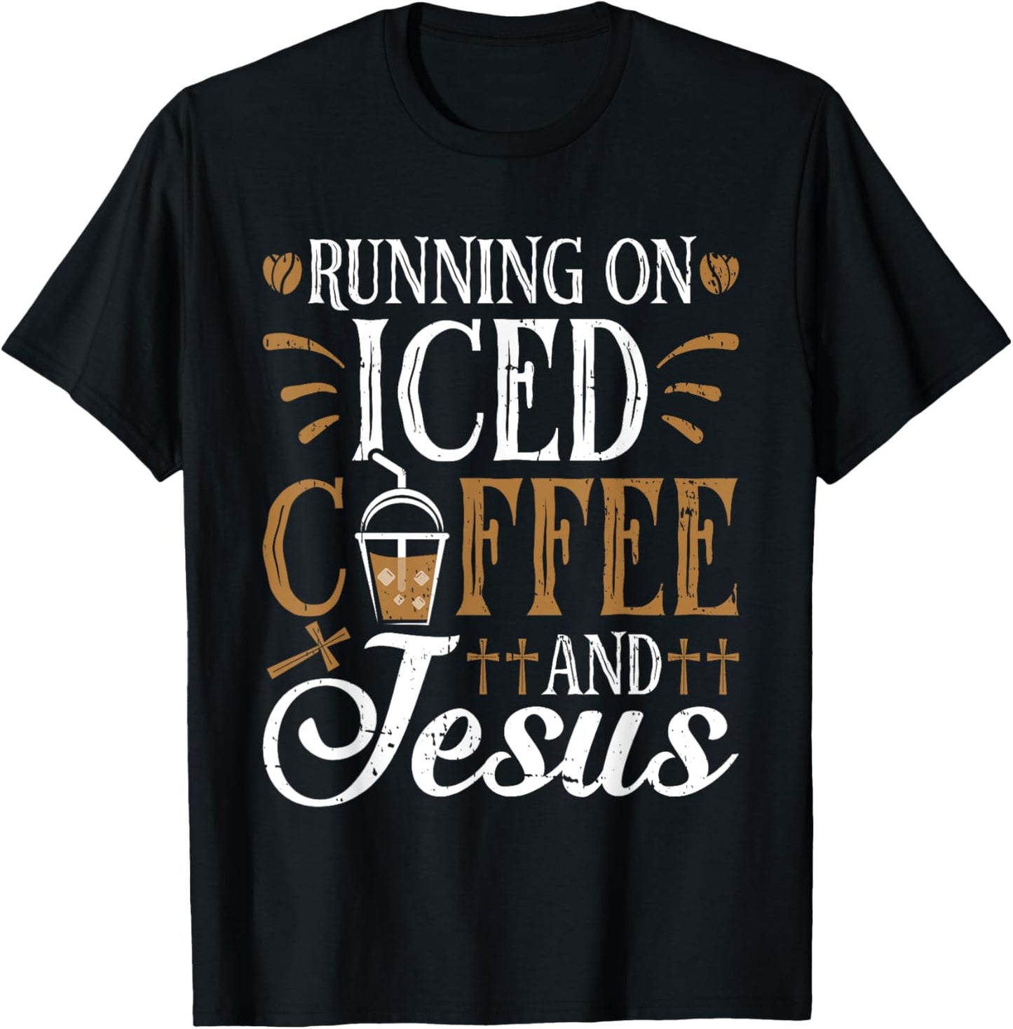 Running On Iced Coffee and Jesus Cold Brew Christian T-Shirt - T-Shirt | Black