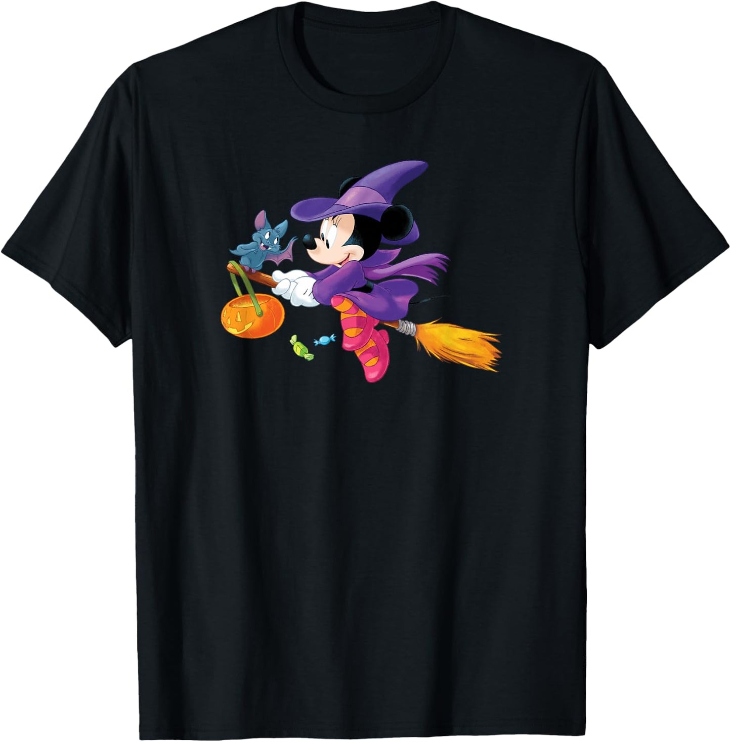 Disney Halloween Minnie Mouse Flying Witch T-Shirt - T-Shirt | Black