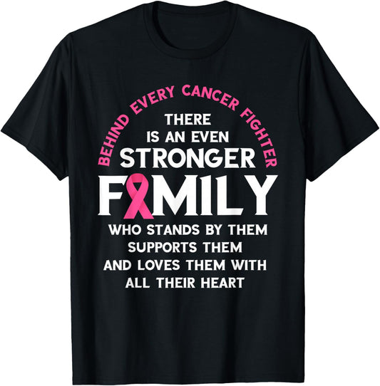 Breast Cancer Awareness Behind Every Fighter Pink Ribbon T-Shirt - T-Shirt | Black