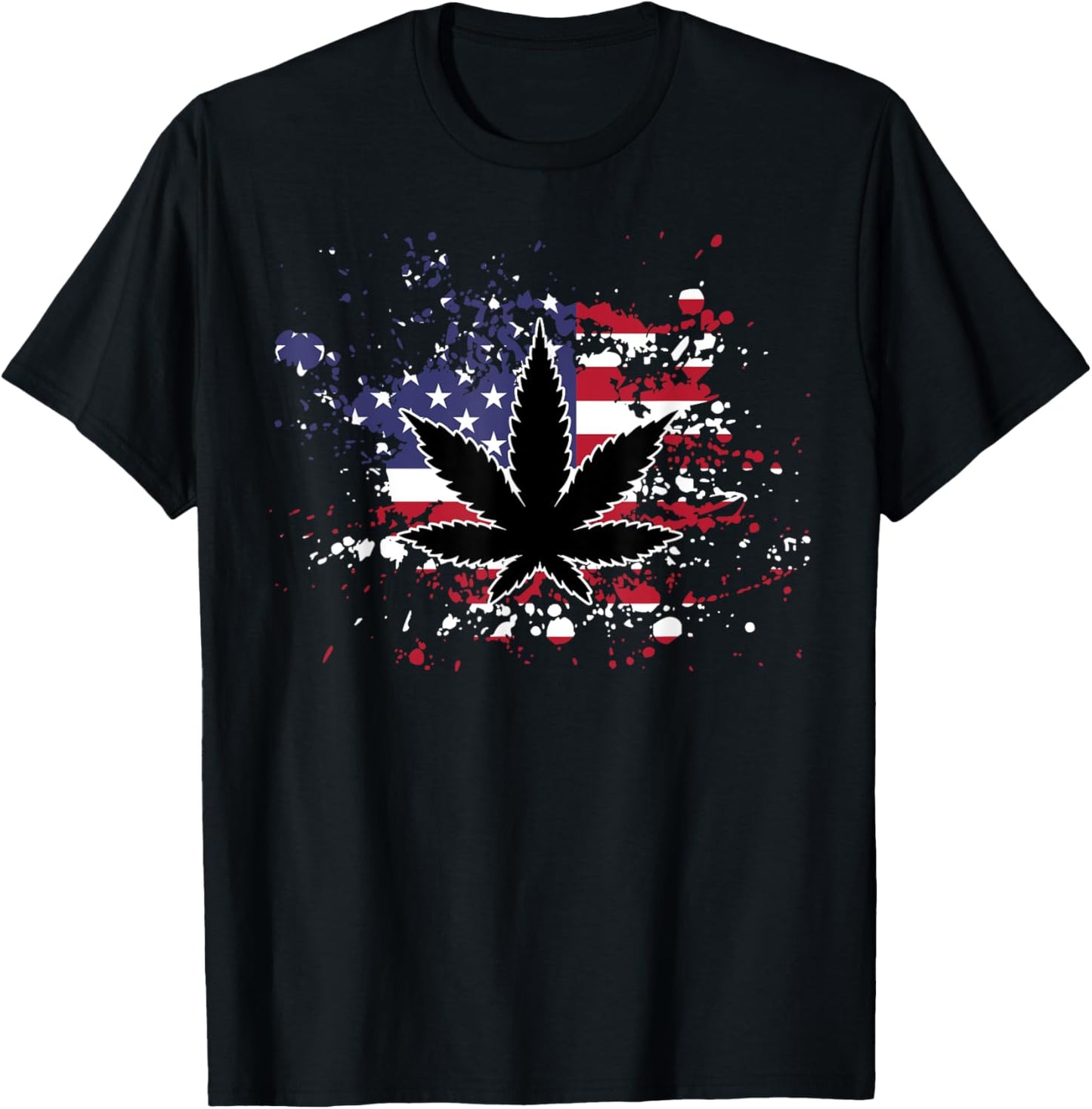 Weed American Flag 4th Of July Marjuana Patriotic Stoner Men T-Shirt - T-Shirt | Black