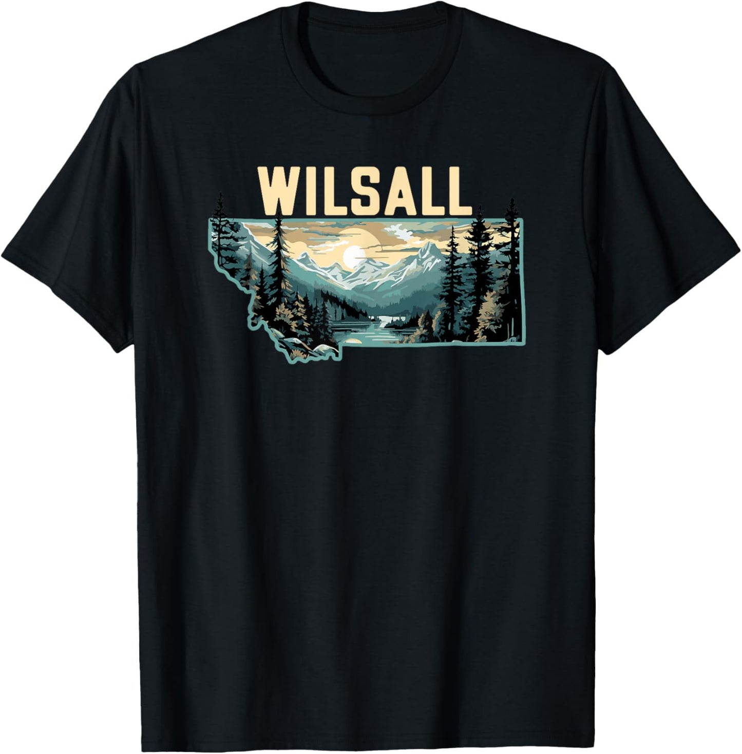 Wilsall Montana Outdoor Art Retro Hiking T-Shirt - T-Shirt | Black
