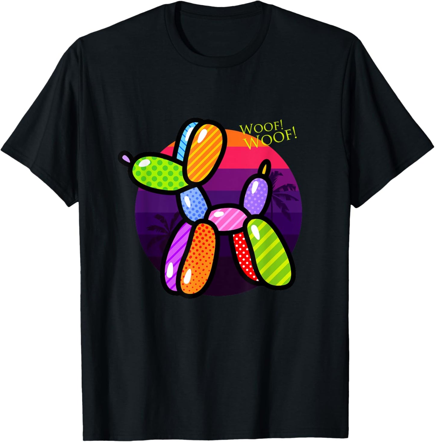 Poodle Dog Balloon Animal Illustration Graphic Designs T-Shirt - T-Shirt | Black