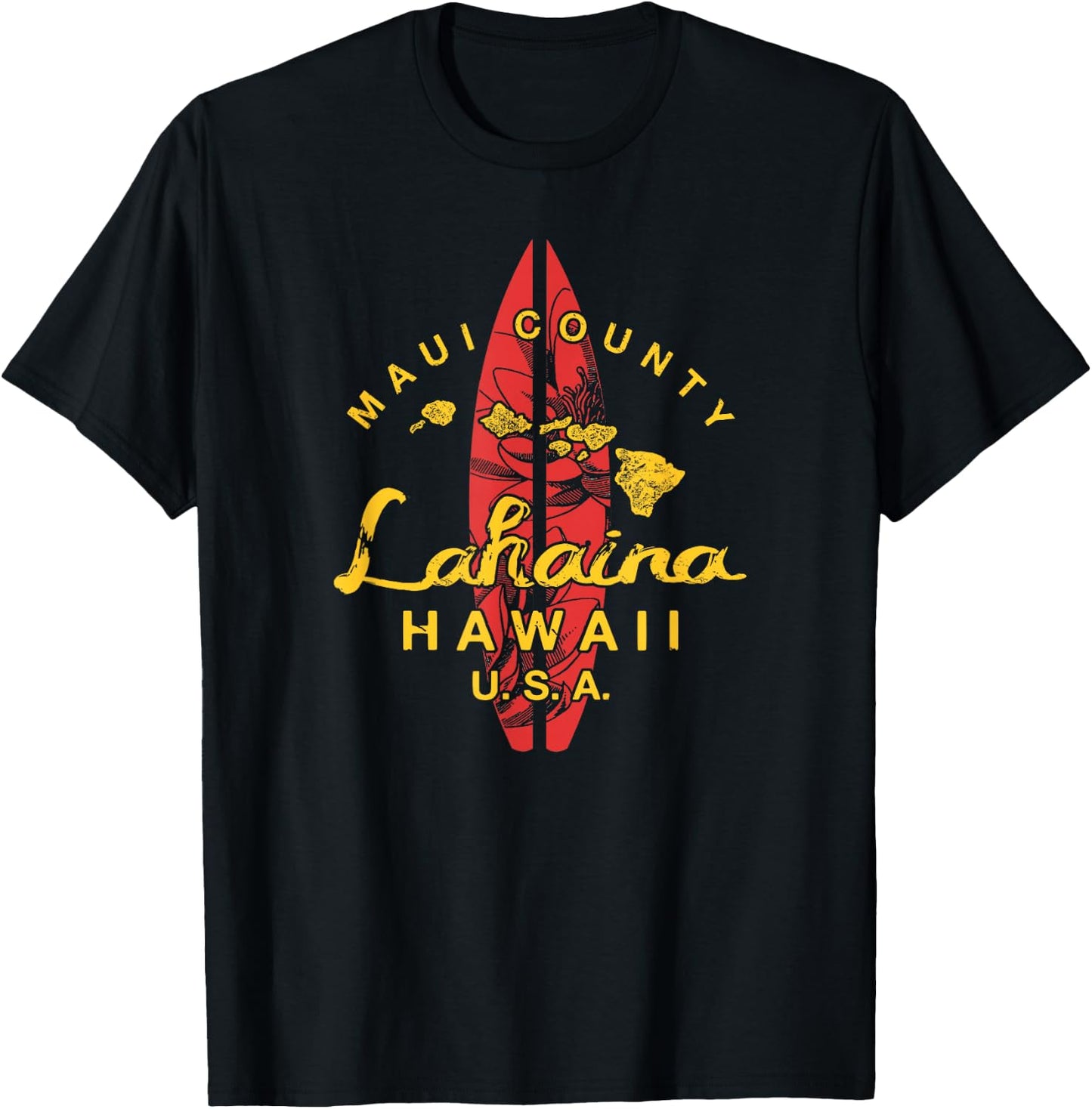 Lahaina Hawaii Maui Surfing T-Shirt - T-Shirt | Black