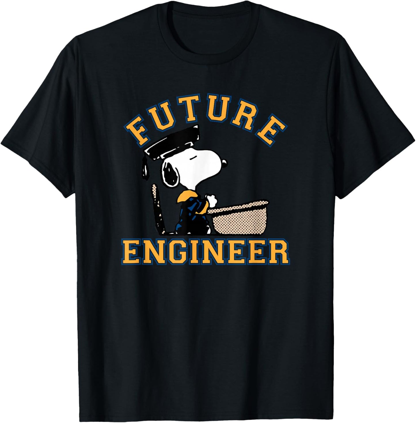 Peanuts Graduation Future Engineer Snoopy T-Shirt - T-Shirt | Black