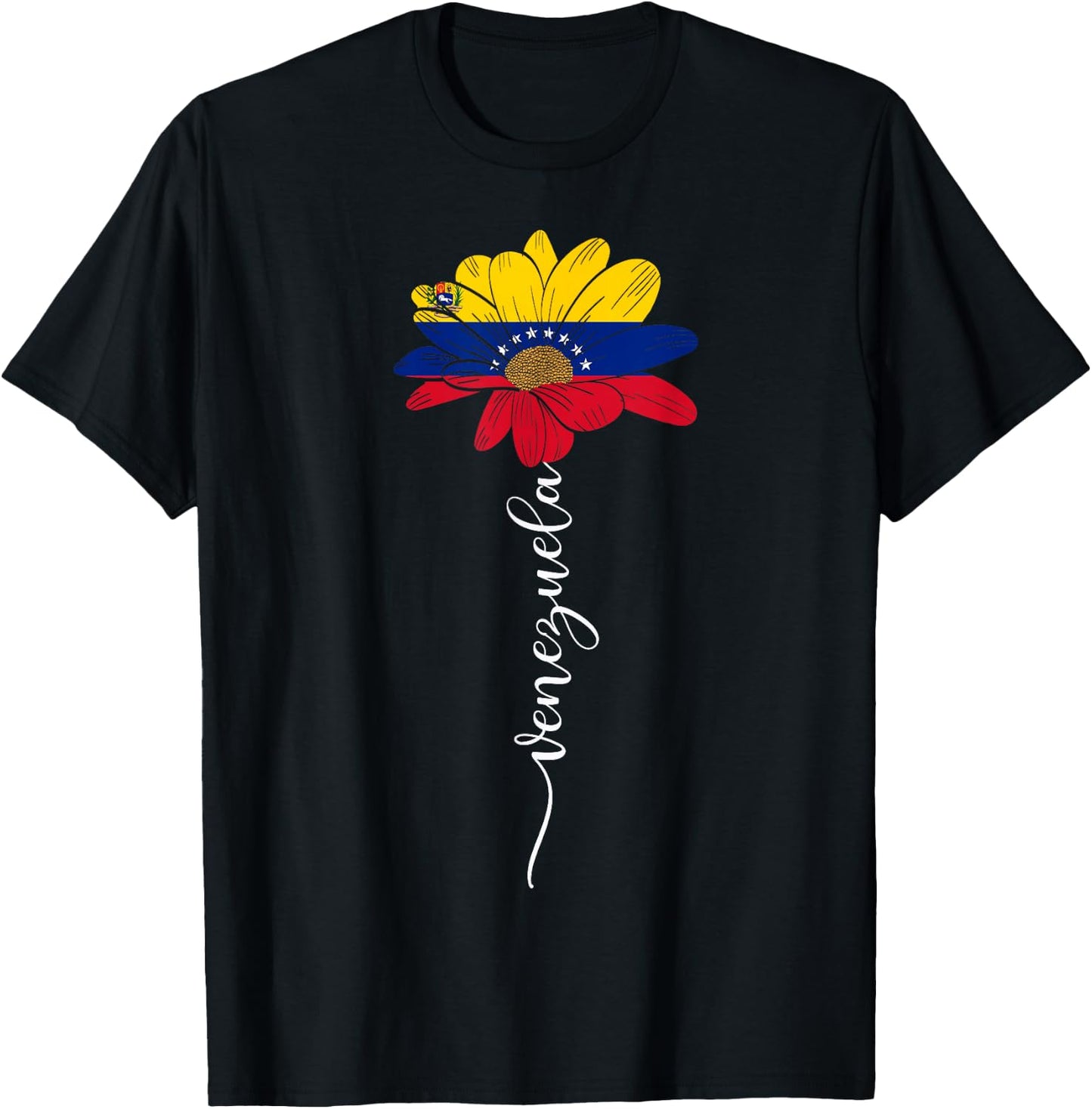 Venezuela Flag Sunflower Vintage Venezuelans Lover T-Shirt - T-Shirt | Black
