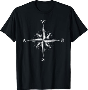 Computer Gaming Apparel Adult Retro PC Gaming Compass - Black - Small T-Shirt - T-Shirt | Black