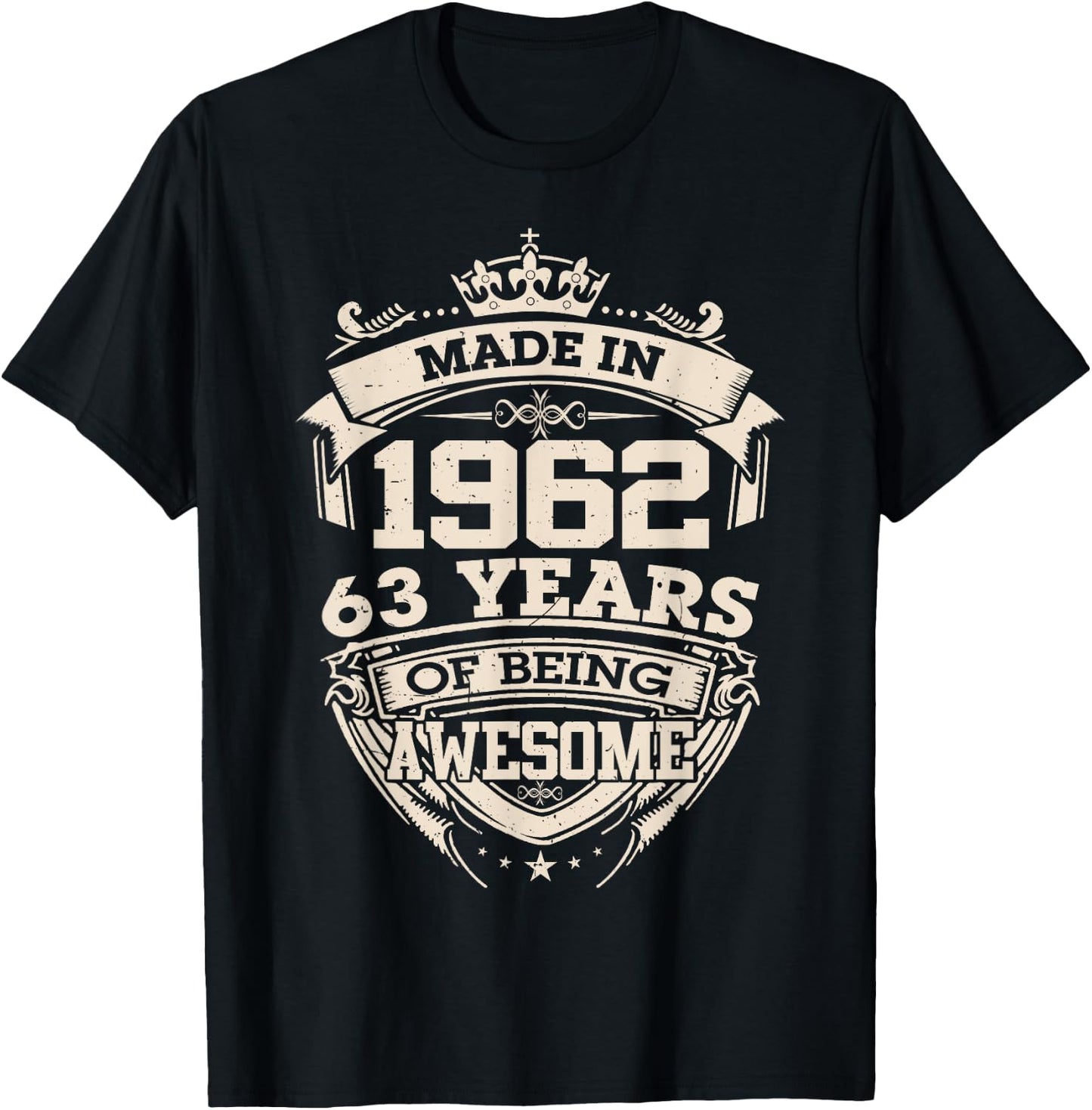 Made in 1962 63 Years of Being Awesome 63th Birthday Vintage T-Shirt - T-Shirt | Black