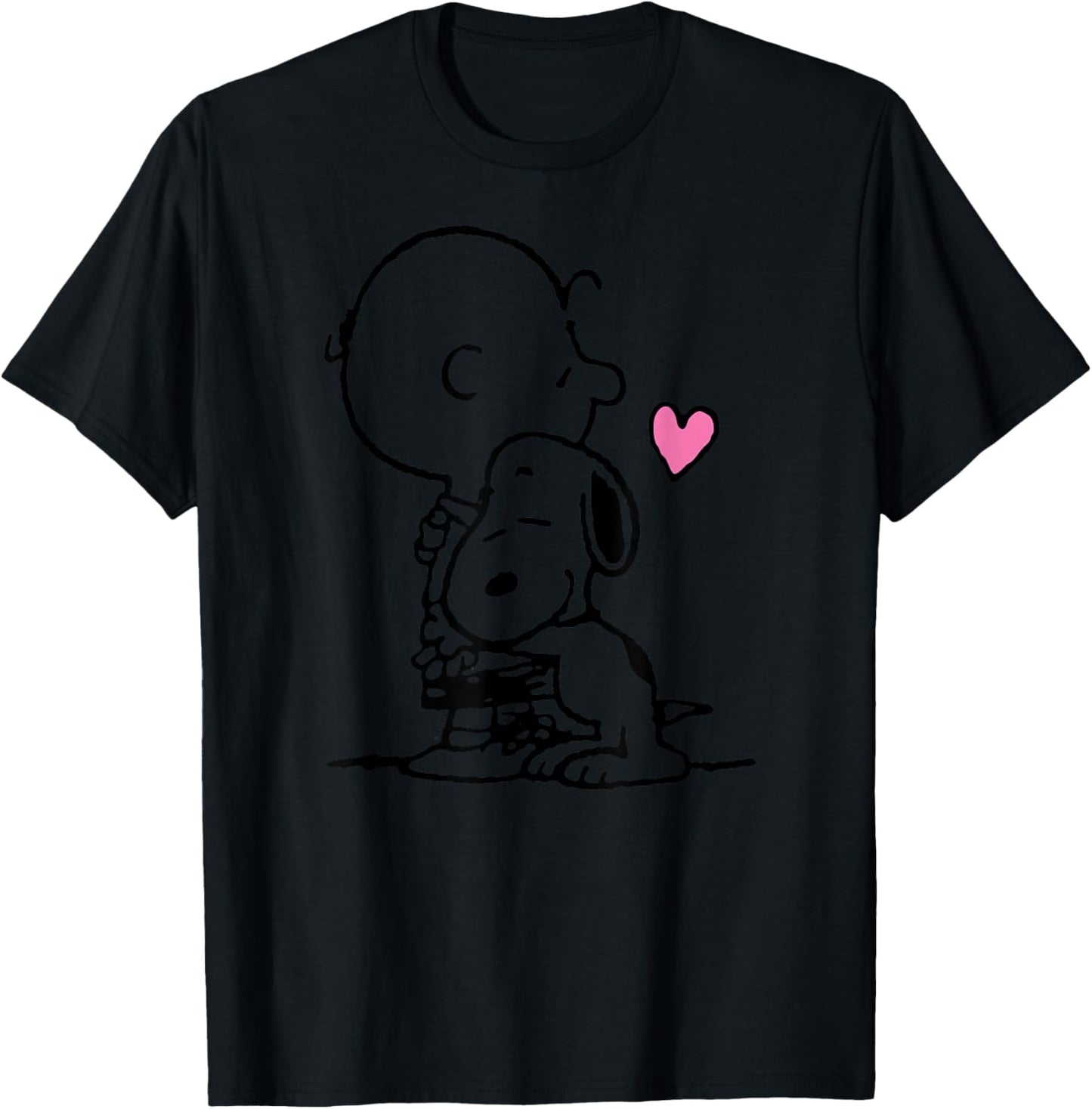 Snoopy Charlie Hug T-Shirt - T-Shirt | Black