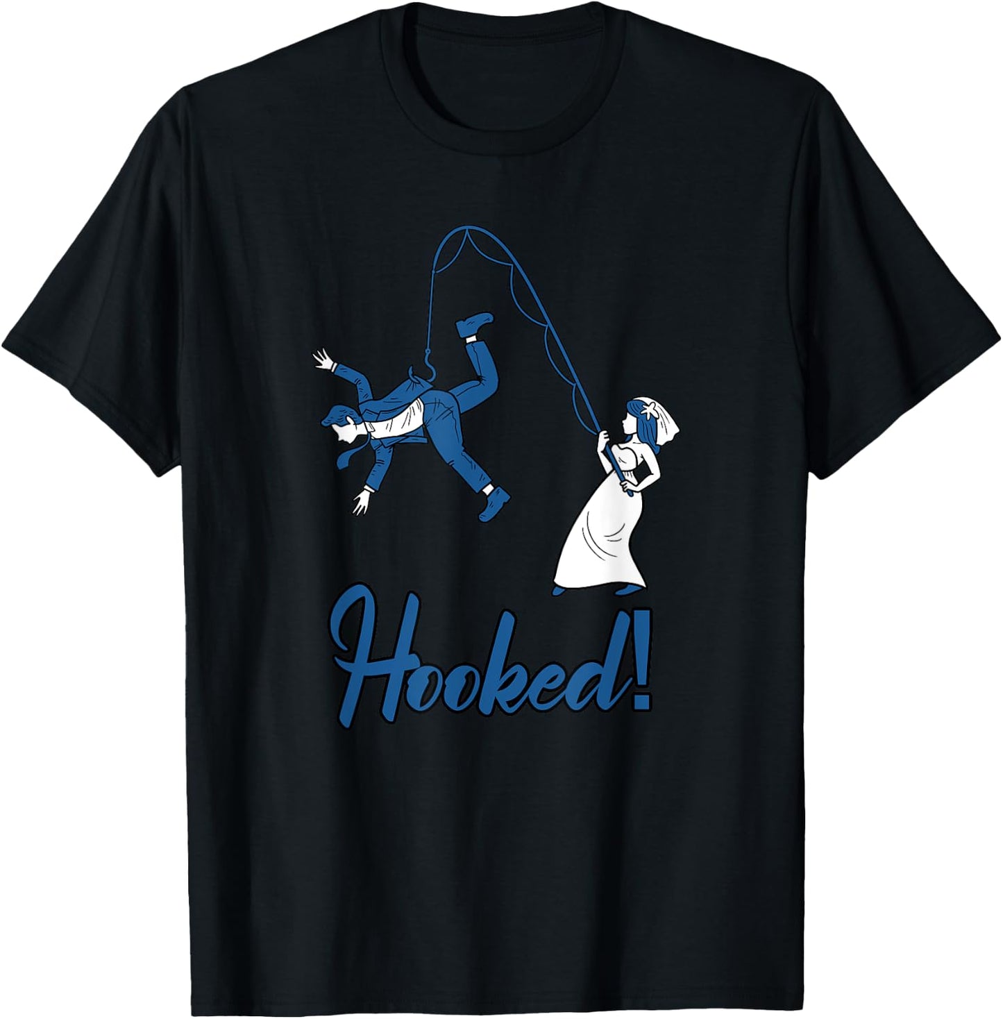 Hooked Wife Fishing Groom Funny Bachelor's Party Men Gift T-Shirt - T-Shirt | Black