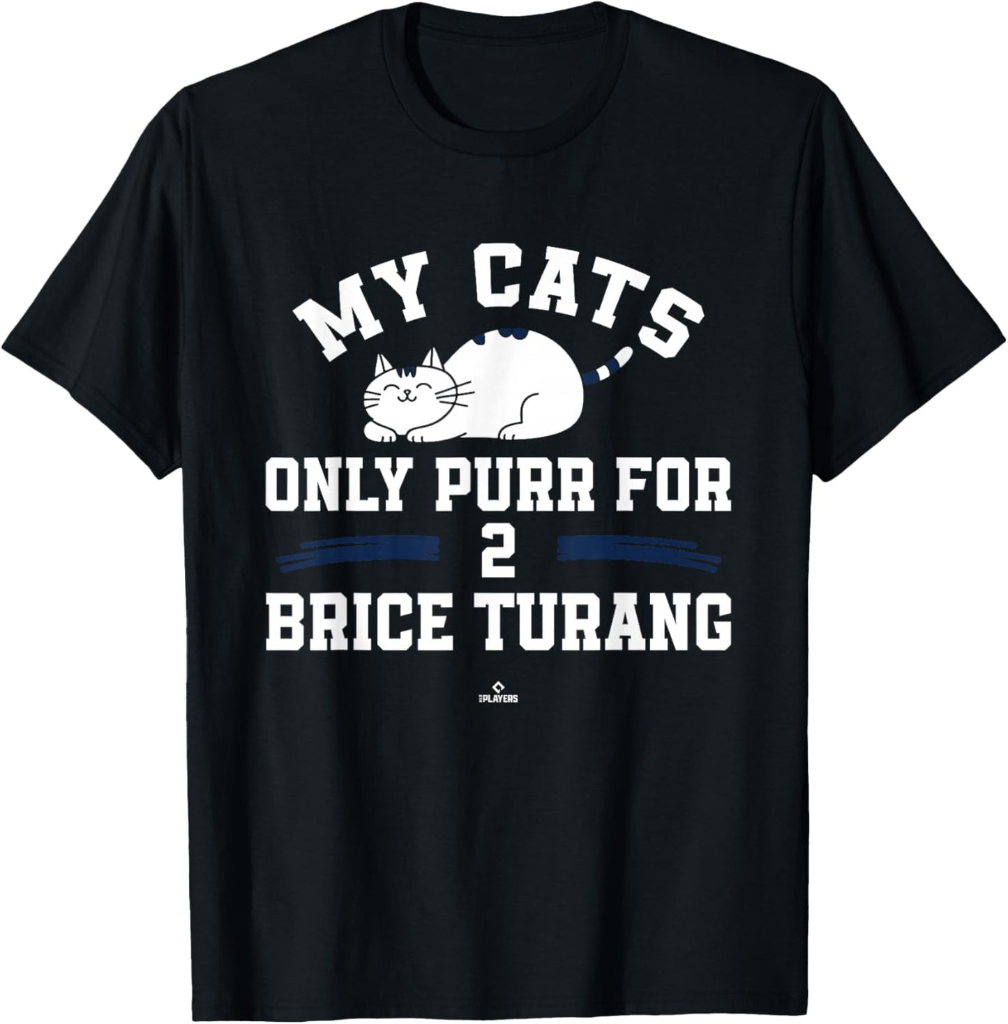 Cat Lovers for Brice Turang Milwaukee Baseball MLBPA T-Shirt - T-Shirt | Black