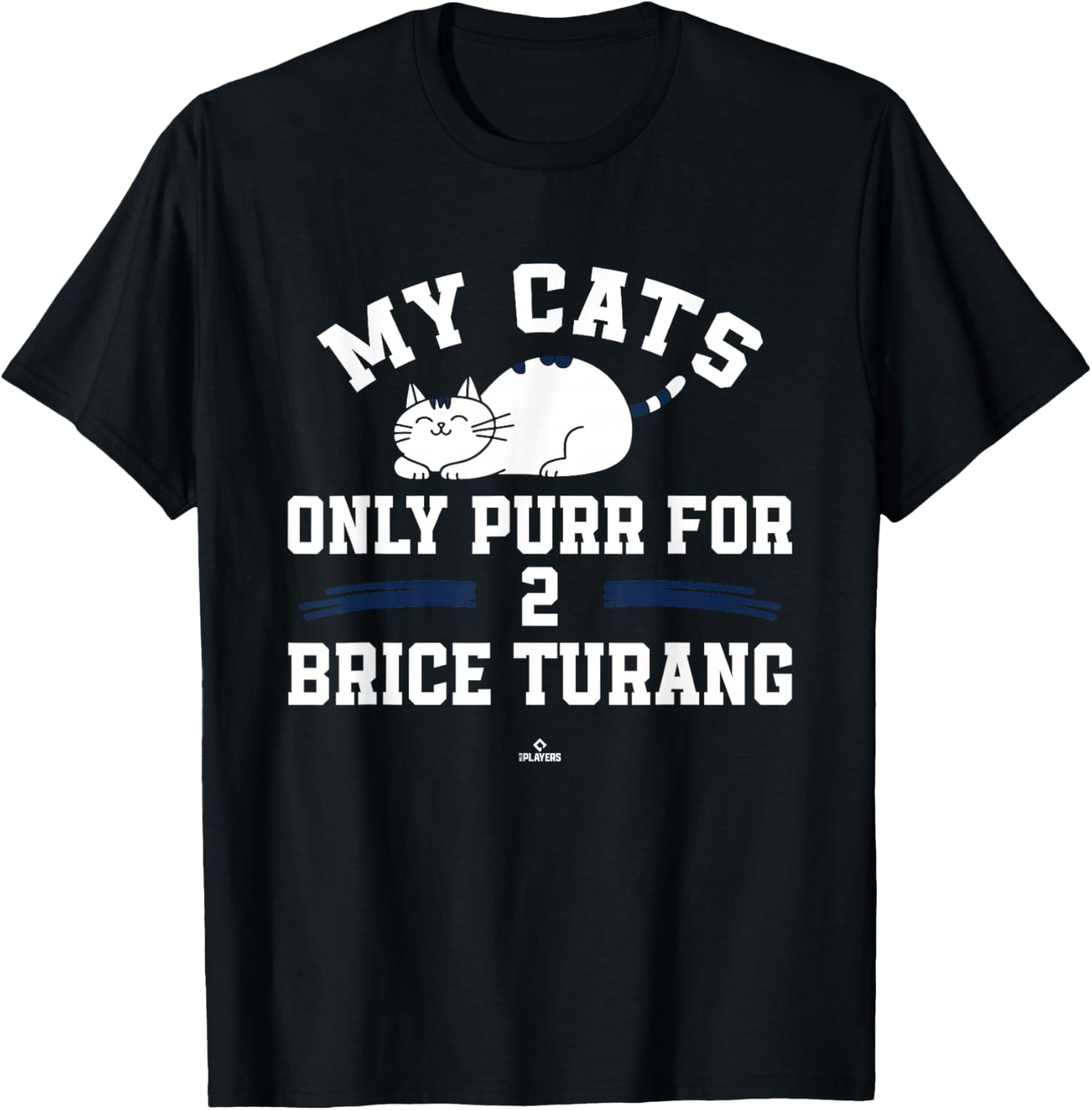 Cat Lovers for Brice Turang Milwaukee Baseball MLBPA T-Shirt - T-Shirt | Black