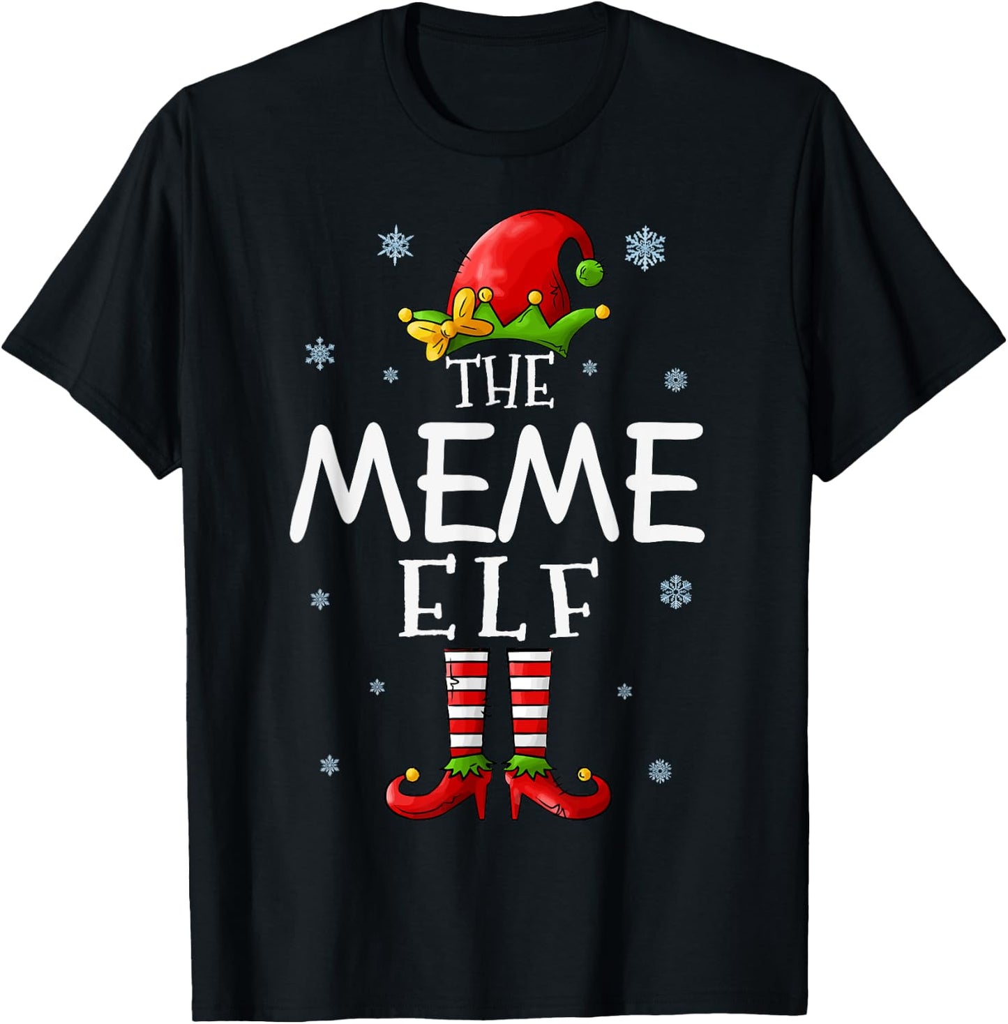 The Meme Elf Funny Grandma Xmas Groupe Matching Christmas T-Shirt - T-Shirt | Black