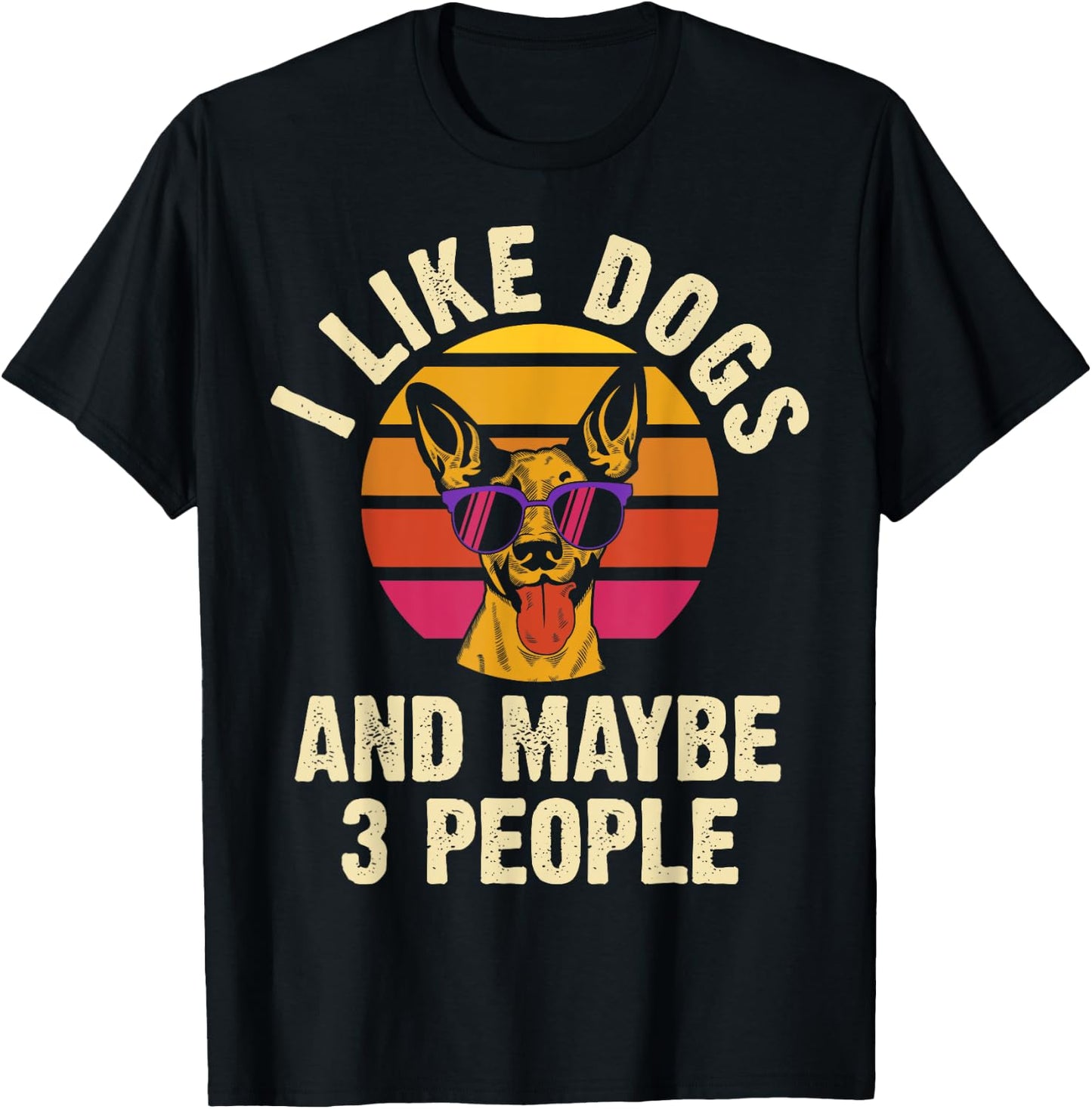 I like Dogs and maybe 3 people funny vintage dog themed gift Men Women Girls Kids T-Shirt - T-Shirt | Black