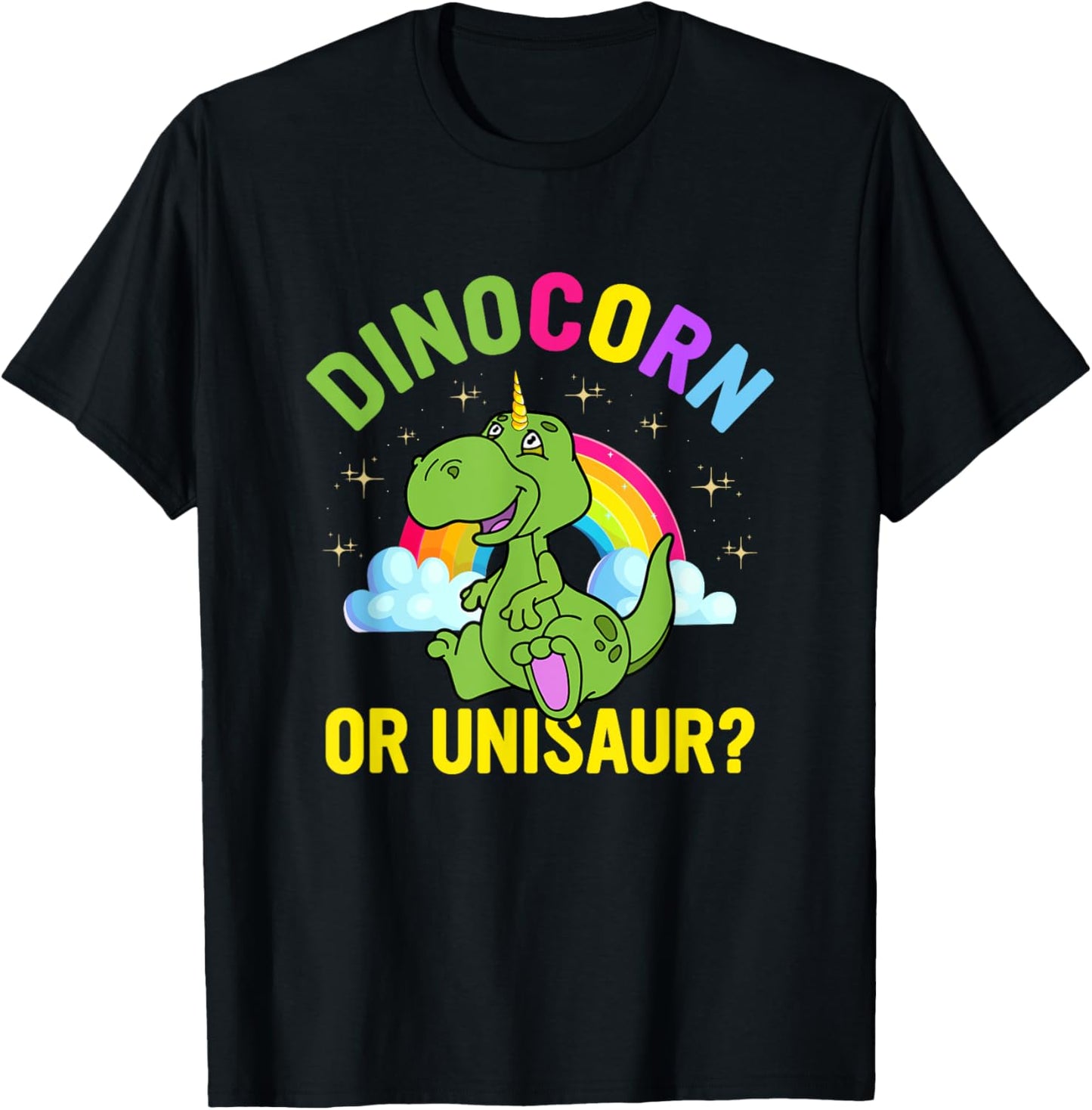 Dinocorn Or Unisaur Funny Dinosaur Saying T Rex Dino Unicorn T-Shirt - T-Shirt | Black