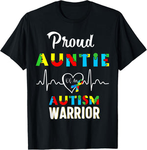 proud autism Auntie Autism awareness warrior matching family T-Shirt - T-Shirt | Black