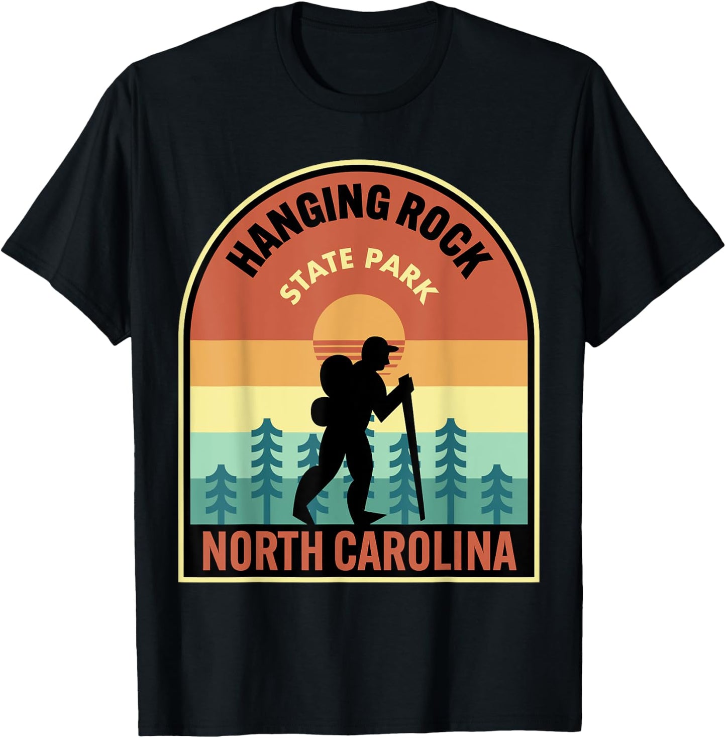 Hanging Rock State Park North Carolina Retro Hiking T-Shirt - T-Shirt | Black