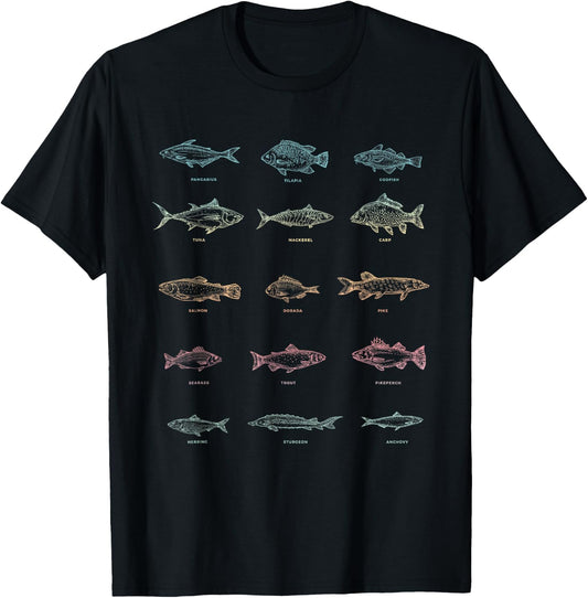 Fishing Men Boys Gift Fish Fishermen Hobby Lake Fishing T-Shirt - T-Shirt | Black