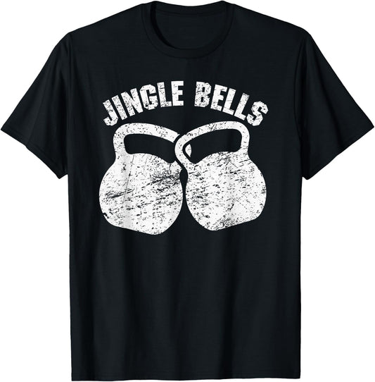 Funny Kettlebell T Shirt Christmas Jingle Bells workout T-Shirt - T-Shirt | Black