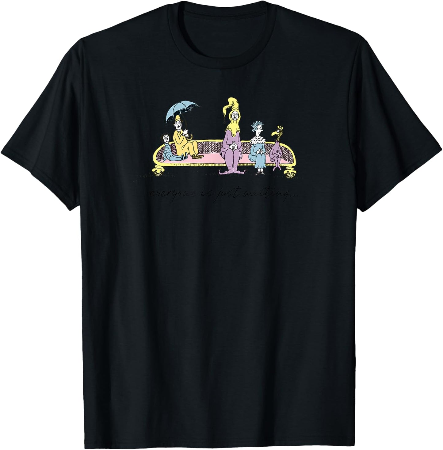 Dr. Seuss Oh the Places You'll Go Everyone is Just Waiting T-Shirt - T-Shirt | Black