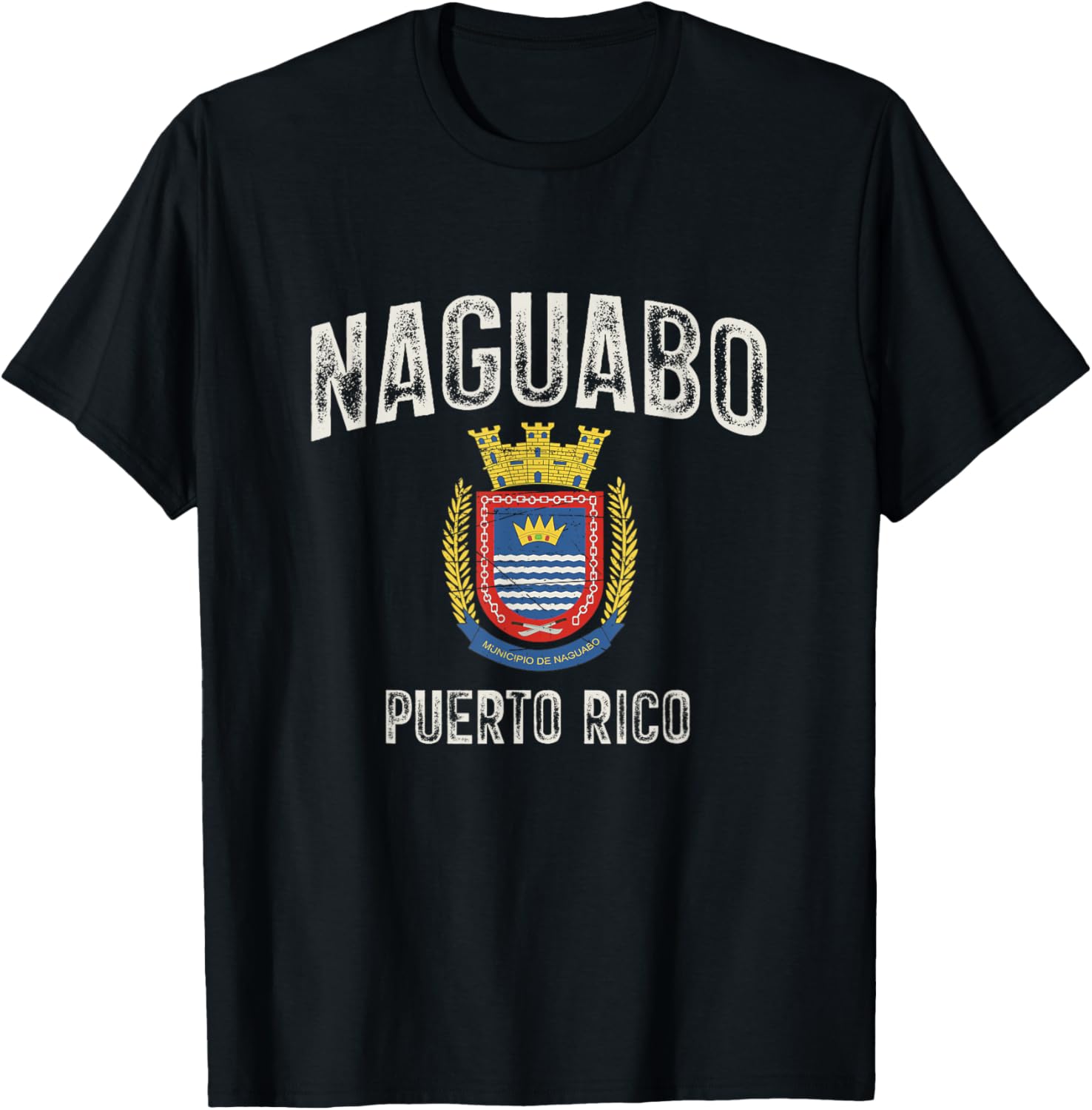Naguabo City in Puerto Rico, Naguabo Armorial T-Shirt - T-Shirt | Black