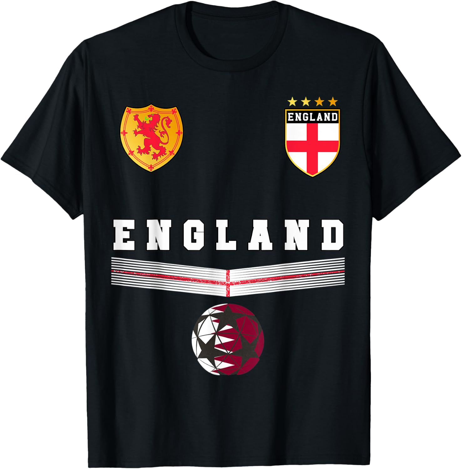 England Soccer Fans Jersey English Flag Football Lovers T-Shirt - T-Shirt | Black