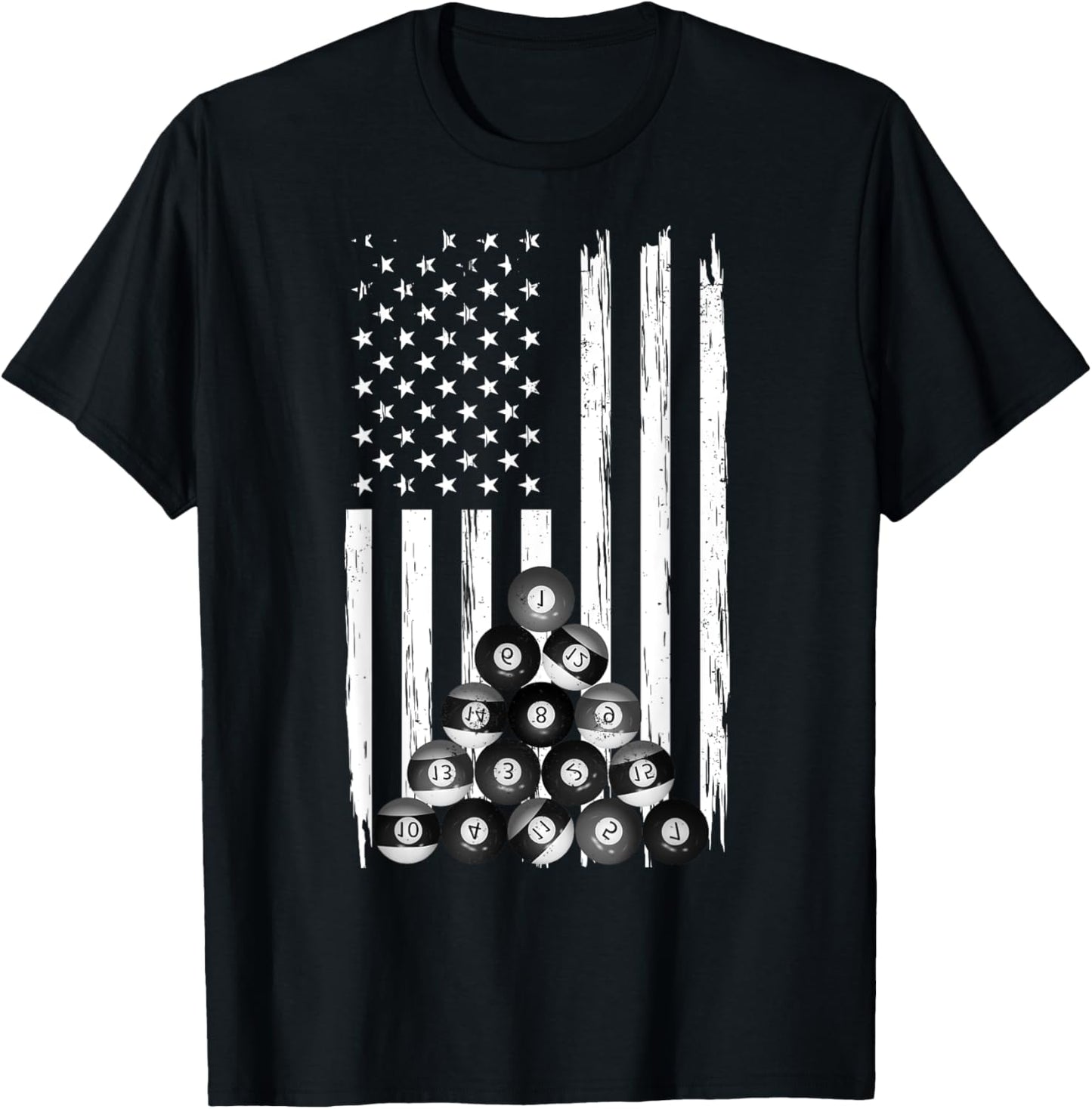 Pool USA American Flag Billiard Vintage Pool Player T-Shirt - T-Shirt | Black